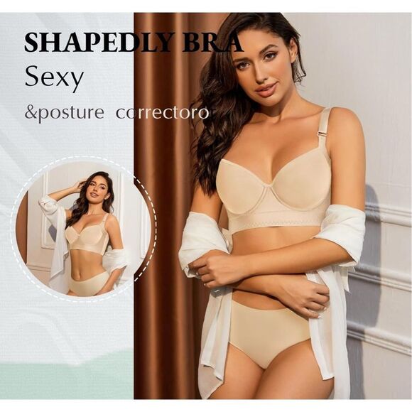 NEW Nude Push Up Daisy Comfortable Back Smoothing Bra 38F - Picture 7 of 7